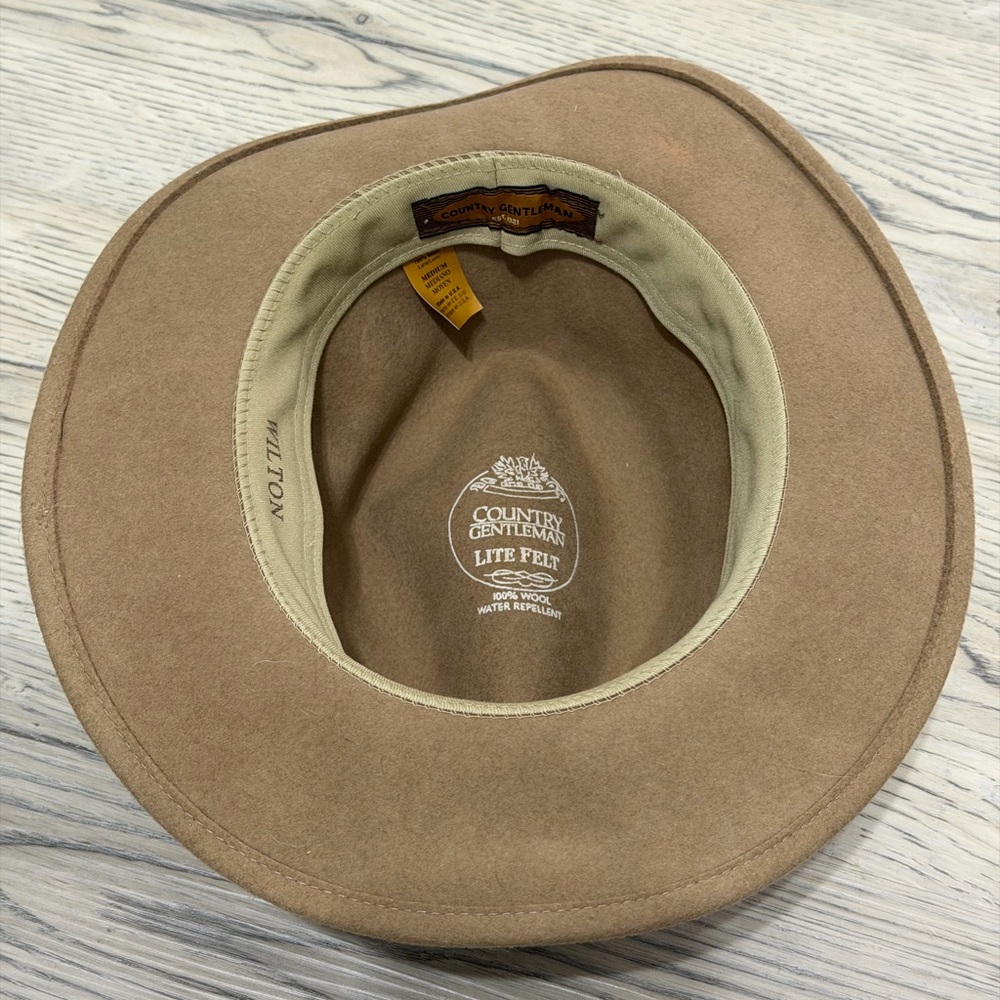 Country Gentlemen Light Brown Fedora 100% Wool Lite Felt Size M - Never Worn - Picture 10 of 11